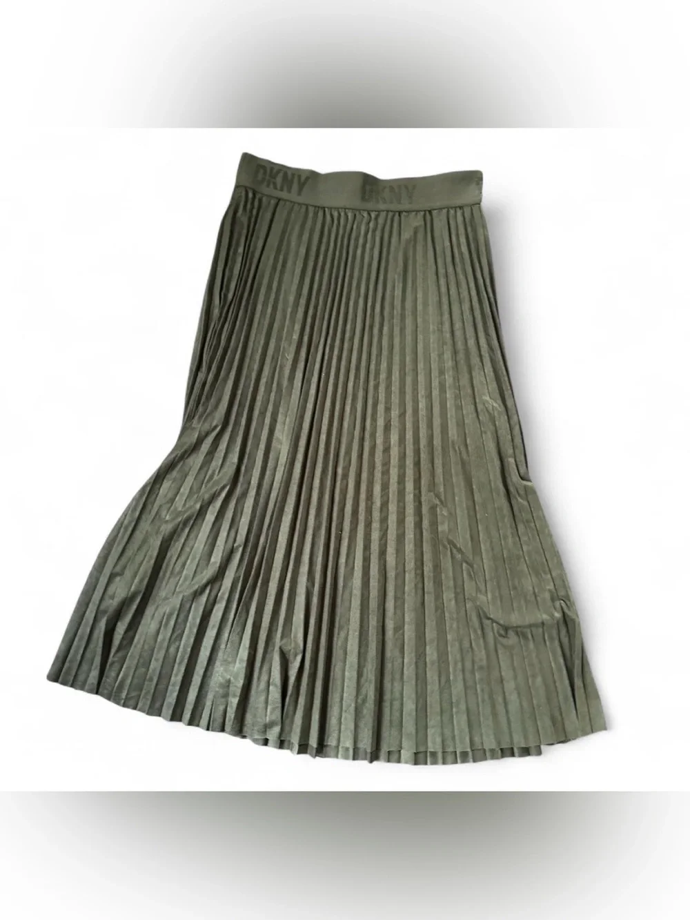 NWT- DKNY Olive Pleated Midi Skirt